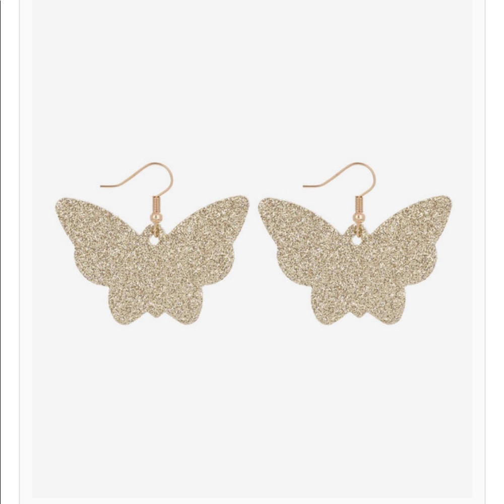 Glitter butterfly dangle earrings